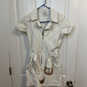 Show Me Your MuMu Outlaw Dress in White Corduroy (M)